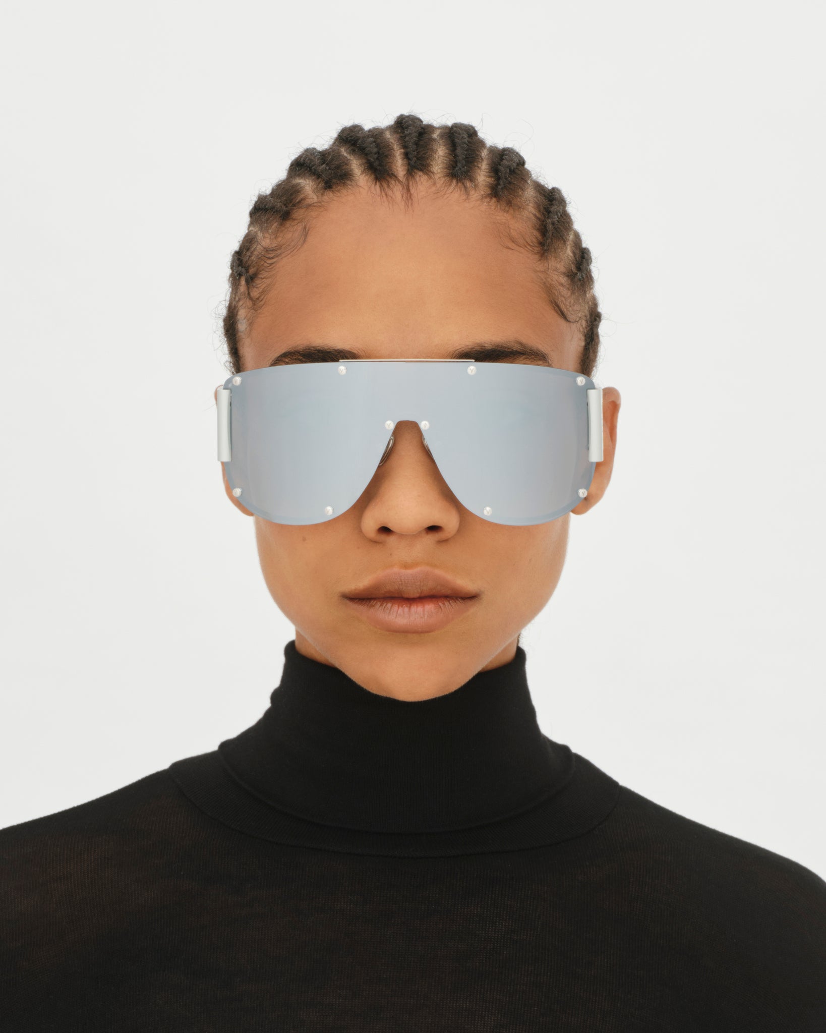 Sunglasses: Shield Sunglasses, metal — Fashion